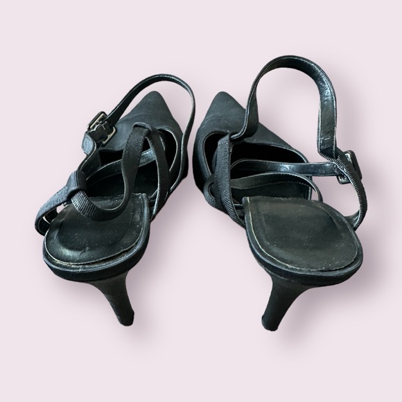 Women’s Colin Stuart Vintage Black Pointy Toe Strappy 4” High Heel Shoes - Picture 8 of 11